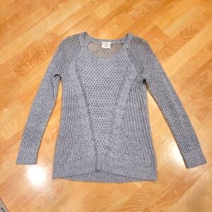 Hippie Rose Girls Open Knit Sweater Grey Size XL